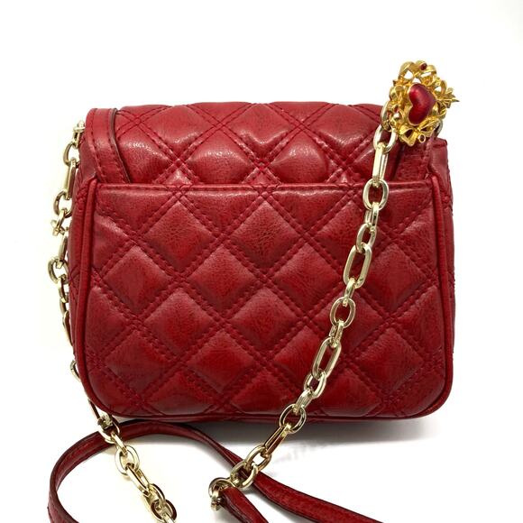 Banana Republic Vintage Y2K Quilted Red Leather Crossbody Mini Bag | Chain Strap - Picture 7 of 16